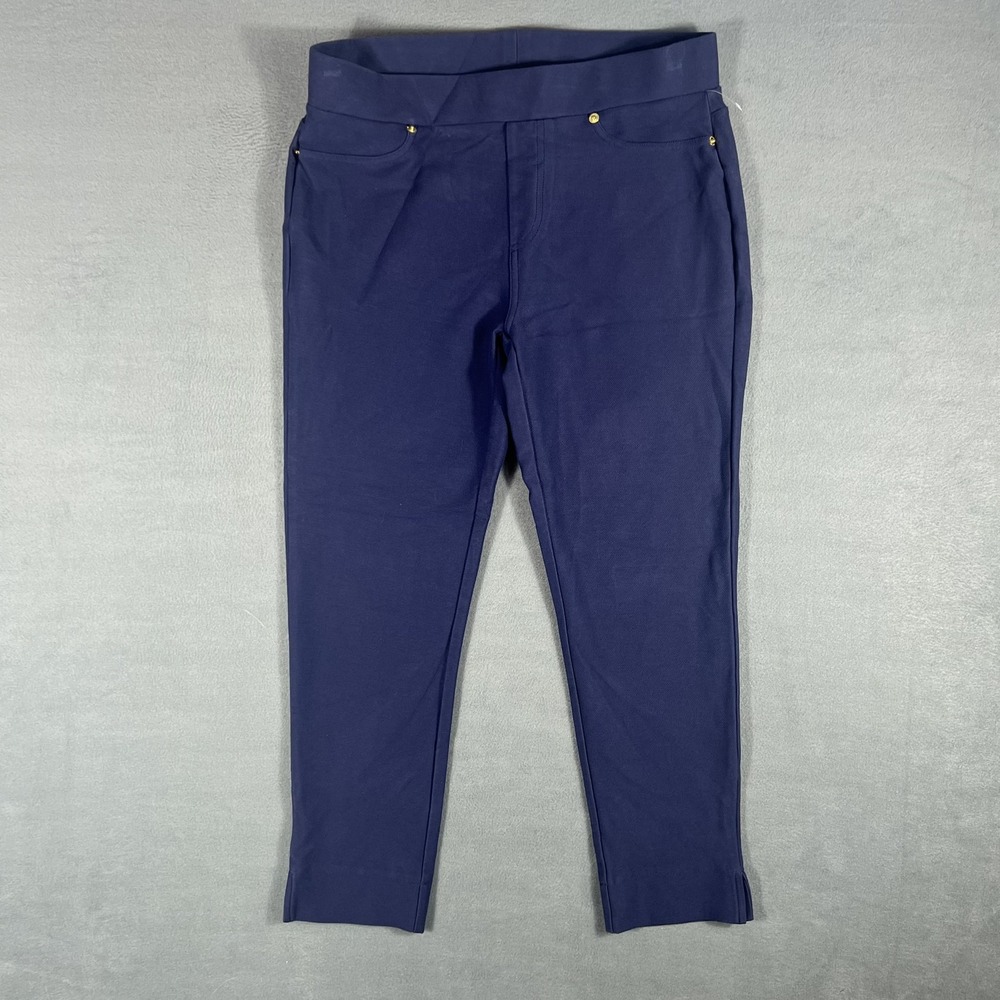Michael Michael Kors Women's Navy Blue Stretch Pull-On Pants Size M Mid-Rise